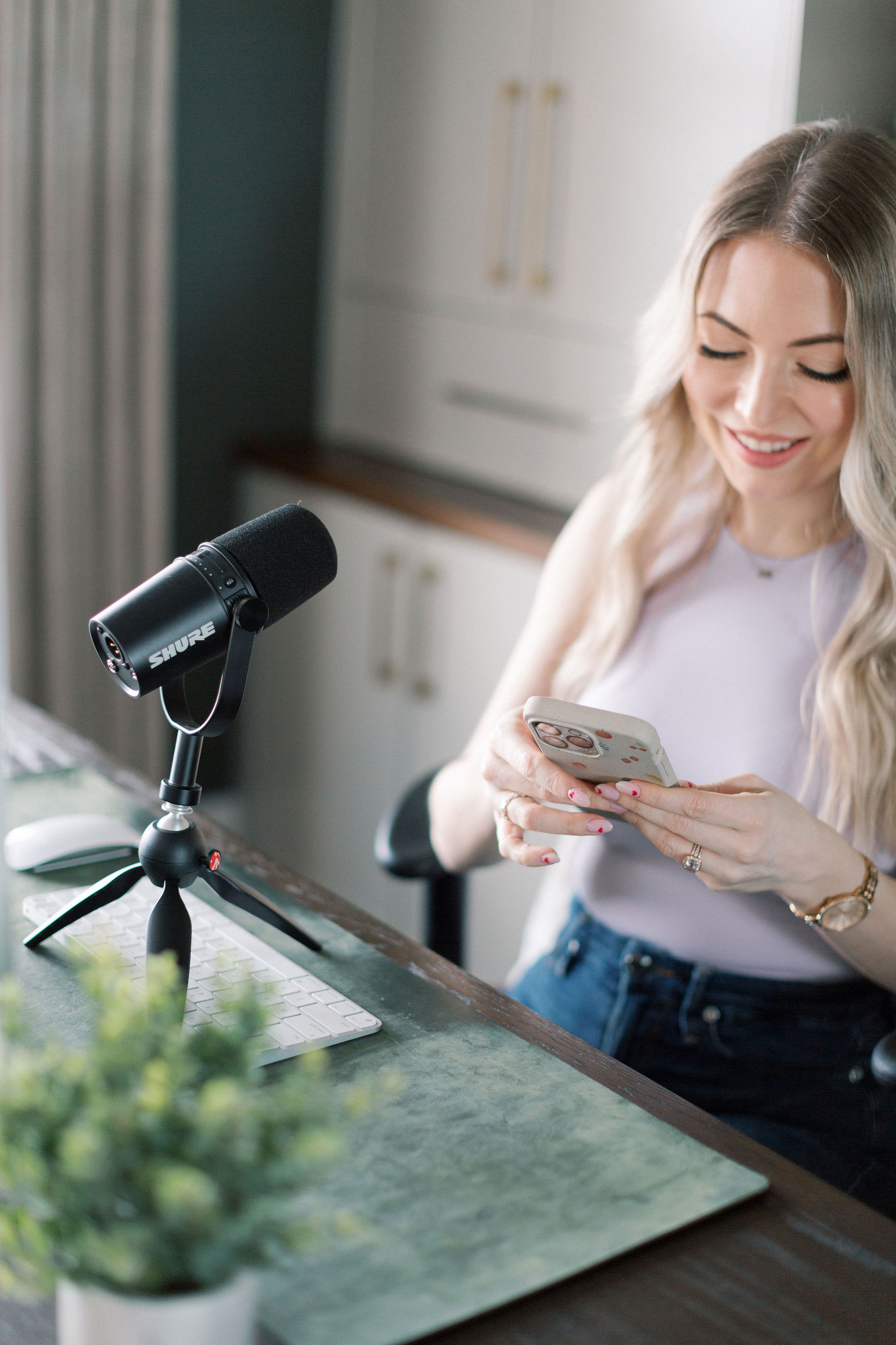 Katie Stewart recording in her home studio